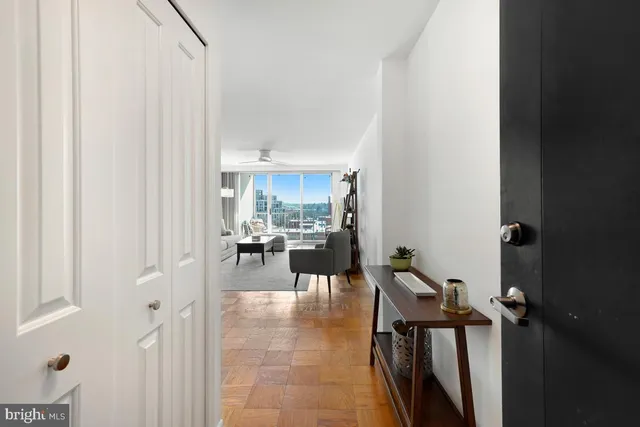 a view of a hallway with entryway