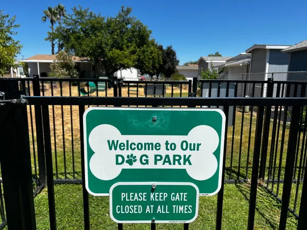 a sign on the roof deck