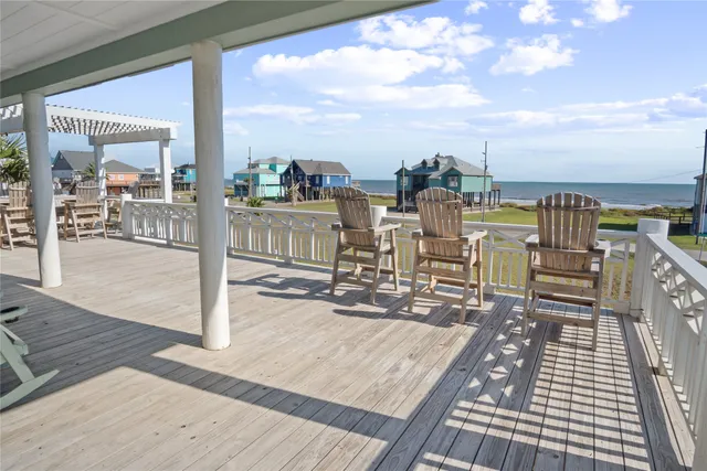 a view of a terrace with seating space