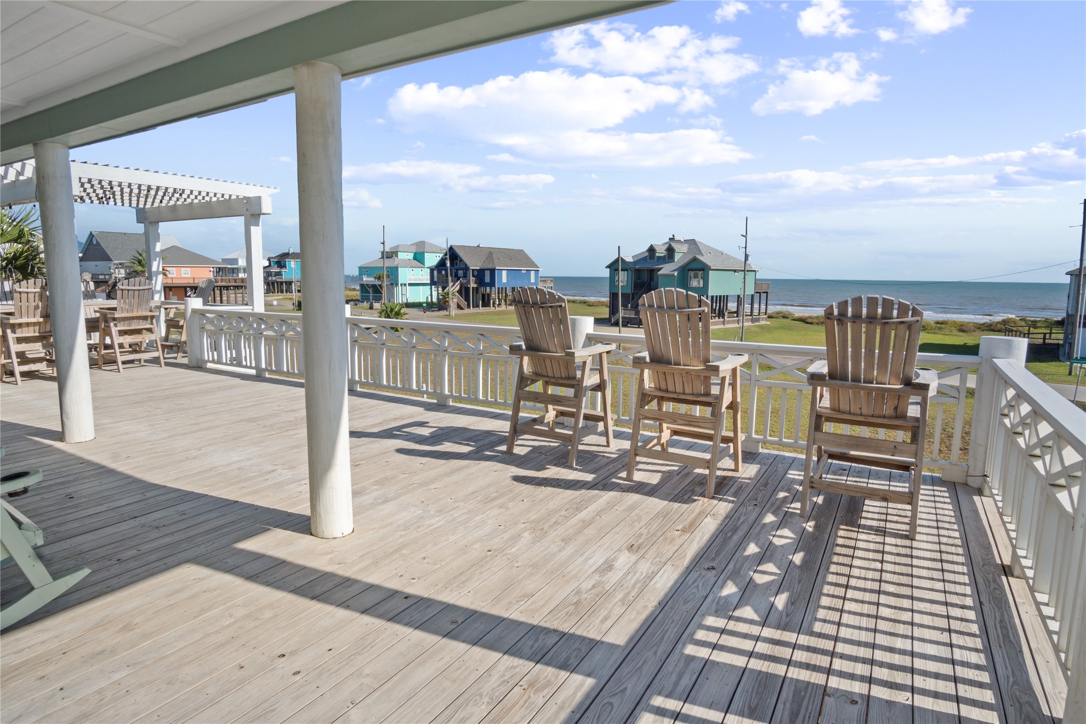 a view of a terrace with seating space