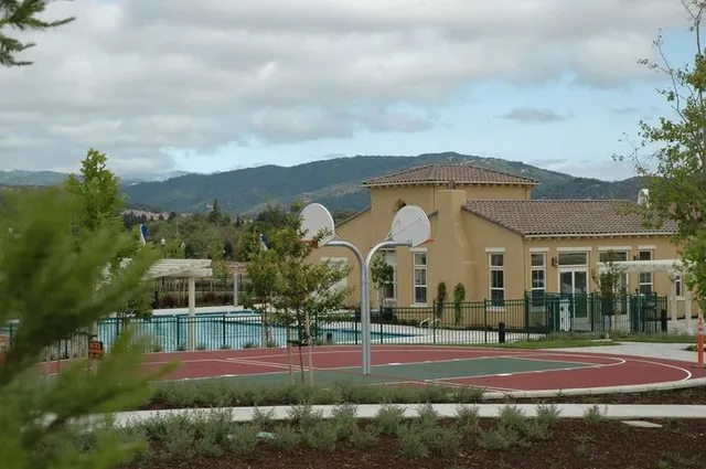 a view of outdoor space with garden and trees