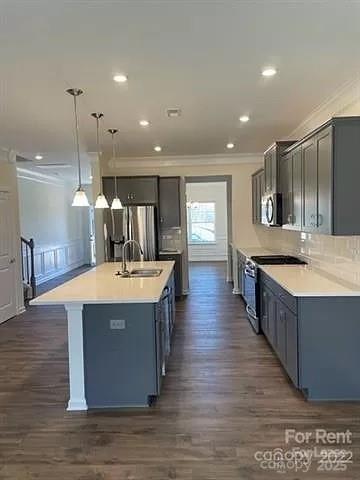 6100 Trinity Xing Circle Kannapolis, NC 28081 - Photo 4 of 25 a large kitchen with kitchen island a sink wooden floor and stainless steel appliances