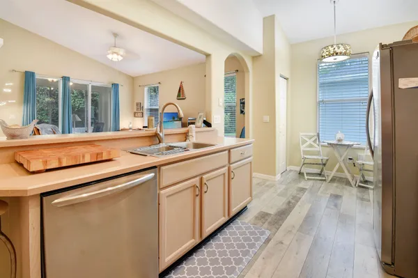 a very nice looking rest room with a large window