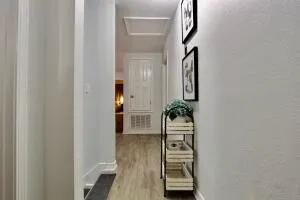 a bedroom with a bed and a walk in closet