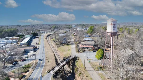 a view of a lake with a mountain in the background