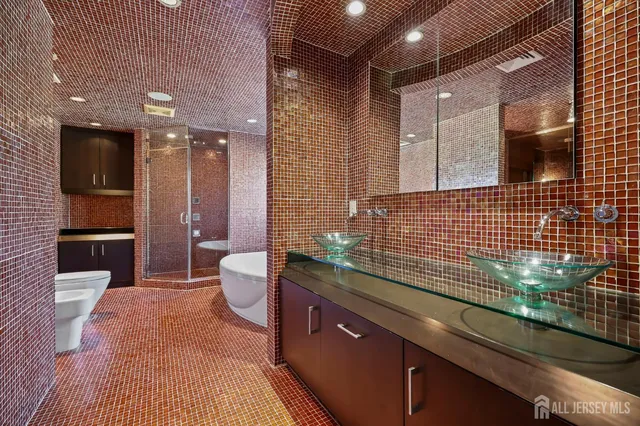 a view of an empty room with storage