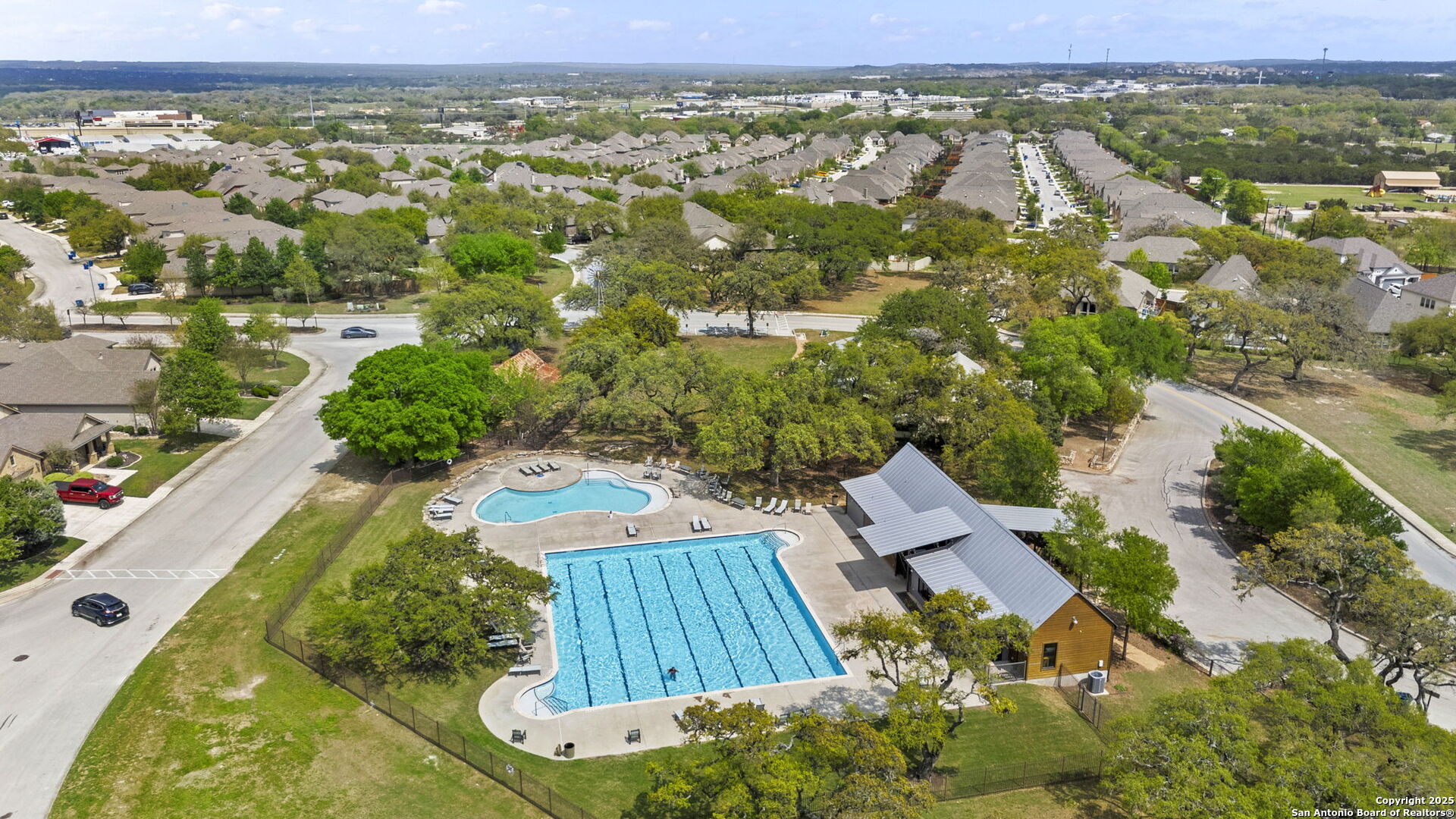 9753 Monken Boerne, TX 78006 - Photo 37 of 38 an aerial view of residential houses with outdoor space and trees