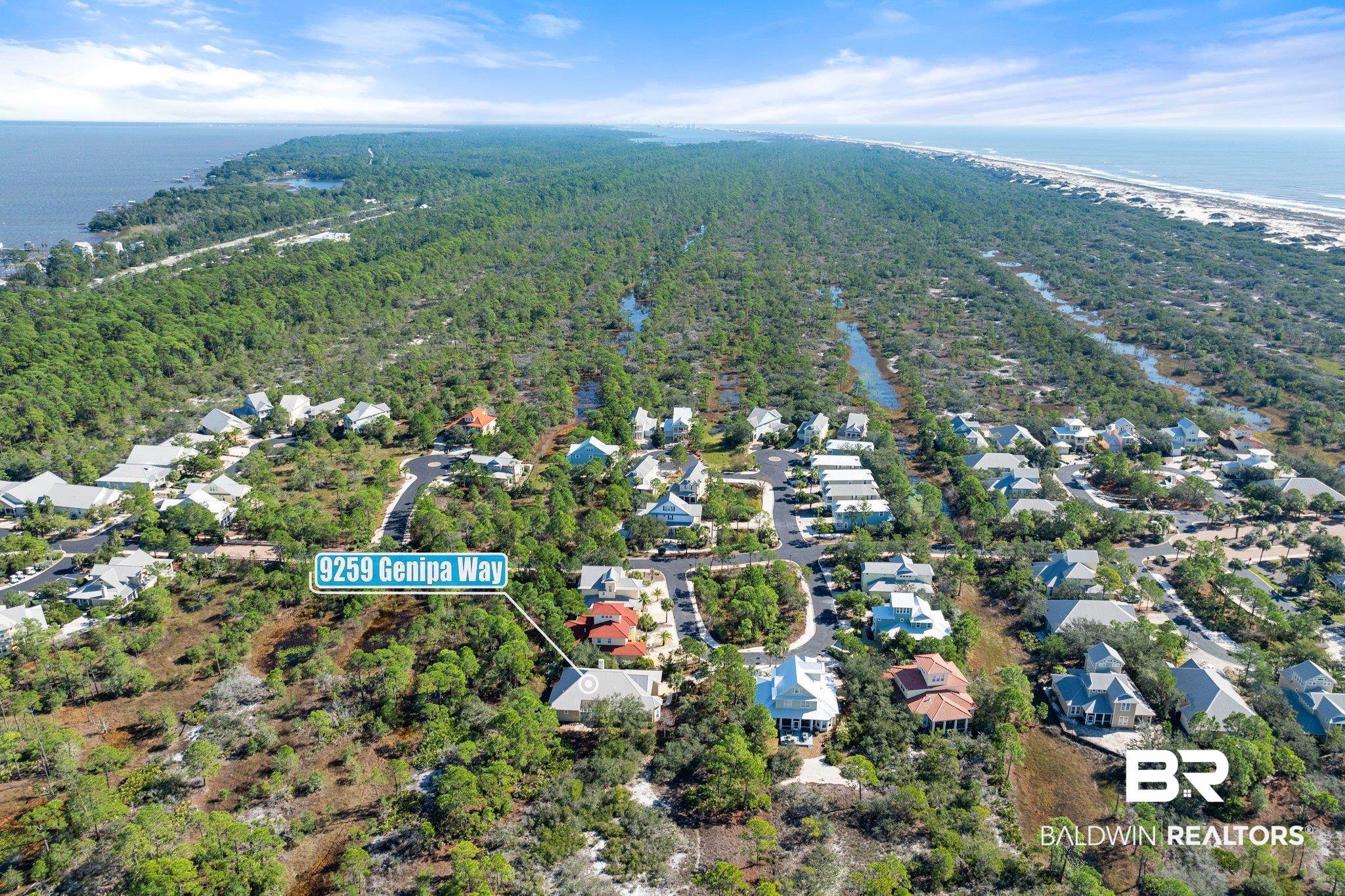 9259 Genipa Way Gulf Shores, AL 36542 - Photo 70 of 72 Drone / aerial view featuring a water view