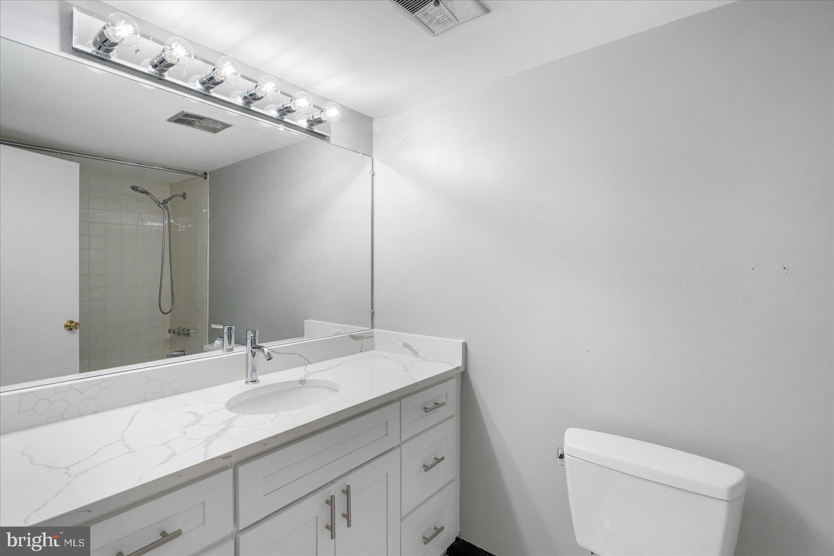 6317 Park Heights Avenue, Unit 616 Baltimore, MD 21215 - Photo 23 of 36 a bathroom with a sink a toilet and a mirror