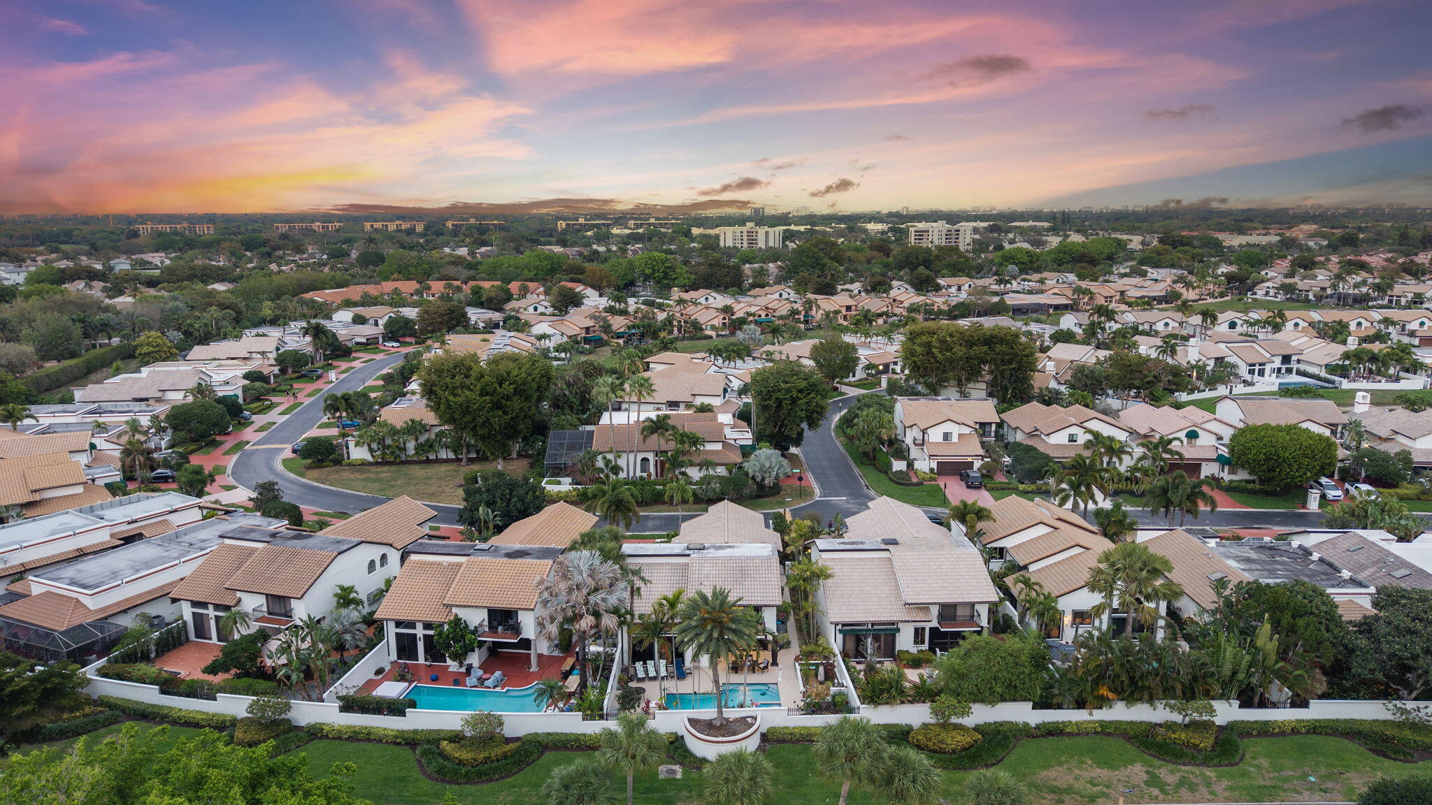 6534 Via Rosa Boca Raton, FL 33433 - Photo 58 of 59 Twilight Aerial View