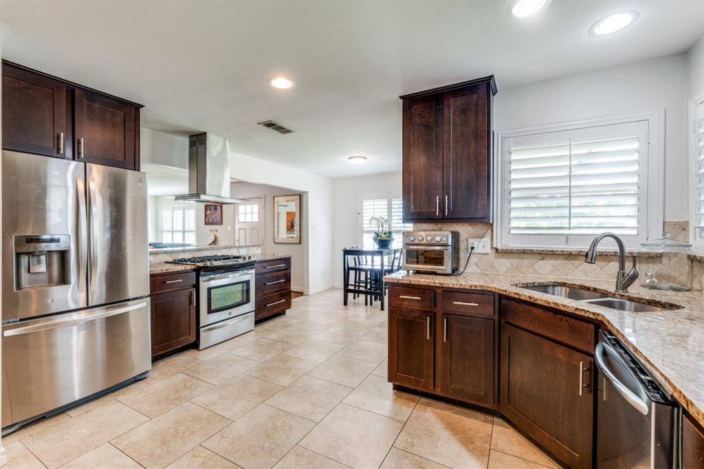 4303 Skillman Street Dallas, TX 75206 - Photo 12 of 25 a kitchen with stainless steel appliances granite countertop a stove refrigerator sink and microwave