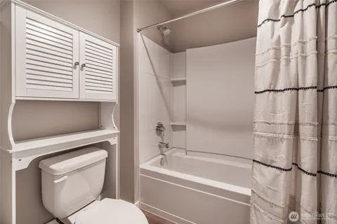 a bathroom with a toilet and a bathtub