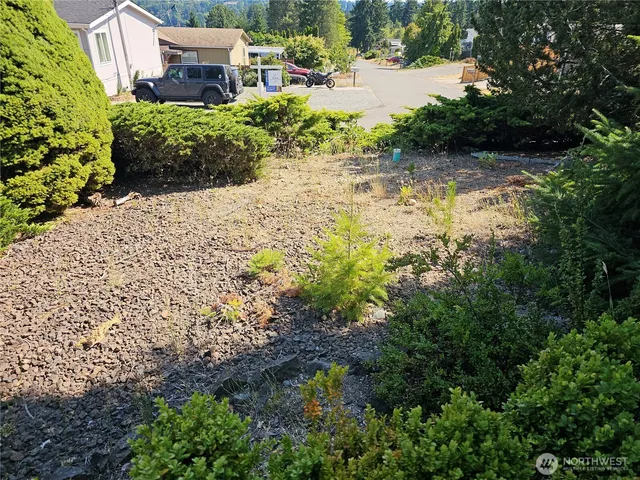 a view of a backyard of a house