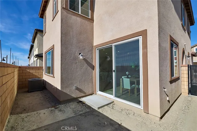 a view of a balcony with door