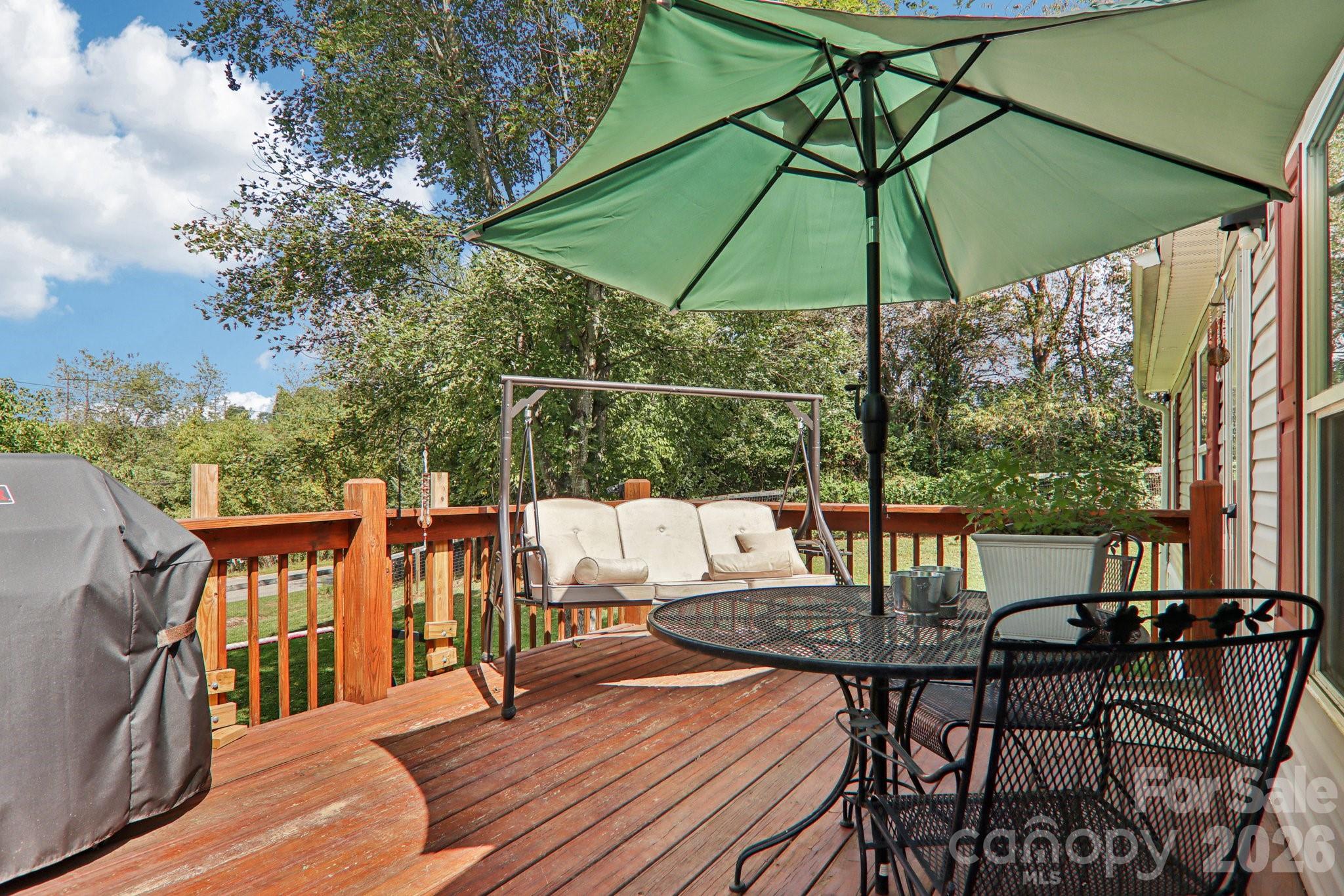 4 Sweet Birch Drive Alexander, NC 28701 - Photo 9 of 48 a view of a patio with table and chairs under an umbrella