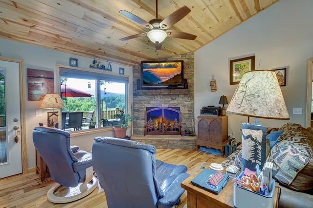 a living room with furniture