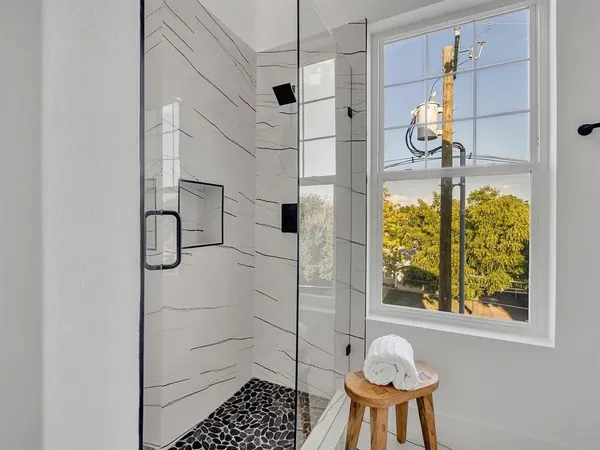 a bathroom with a shower