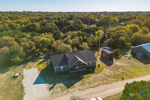 an aerial view of a house