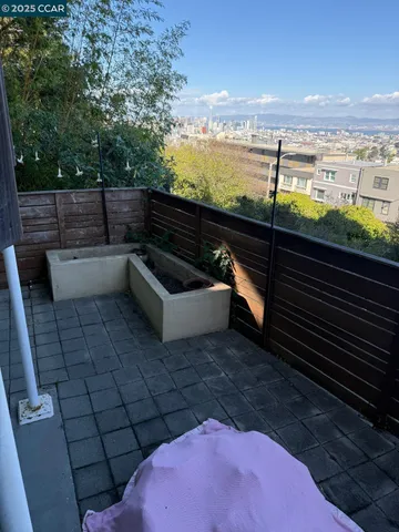 a view of a terrace with sky view