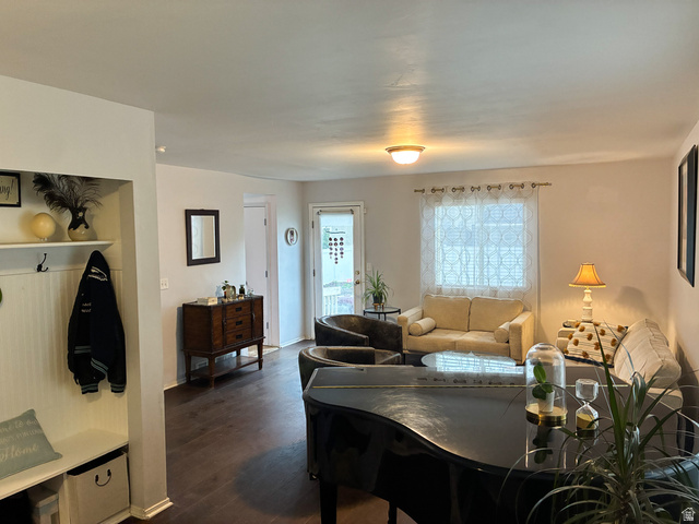 297 West Bricker Road Draper, UT 84020 - Photo 6 of 25 Living area featuring dark wood-style floors and baseboards