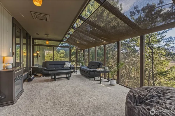 an aerial view of a house