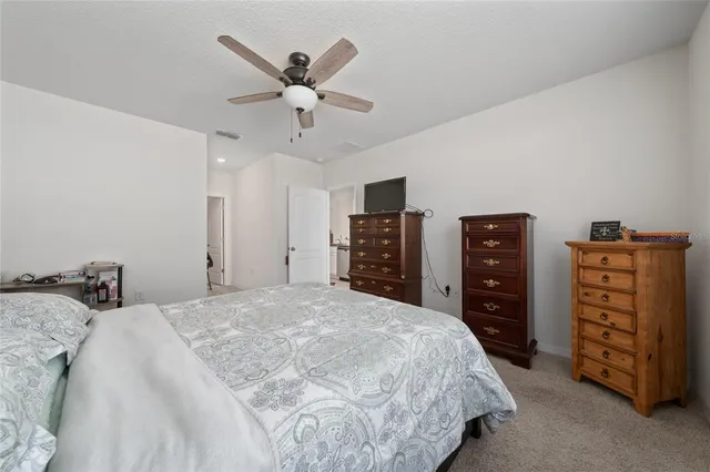 a bedroom with a bed and a walk in closet