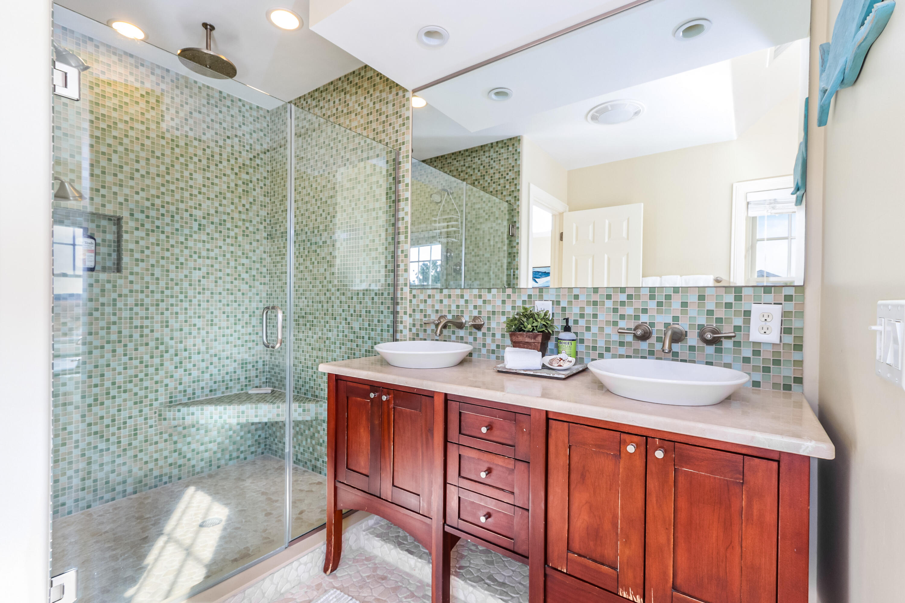 19 Dr Botero Road Dennis, MA 02638 - Photo 20 of 42 a bathroom with a granite countertop sink and a mirror
