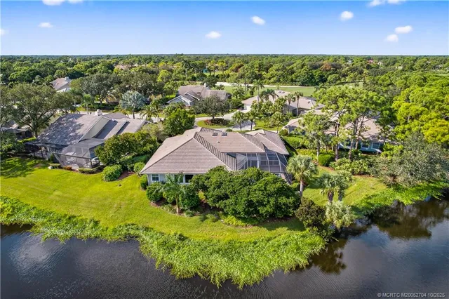 an aerial view of a house