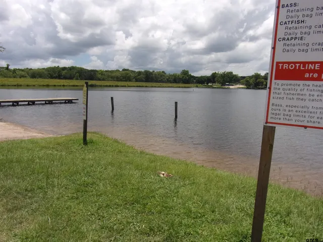 a view of a lake with houses in the back