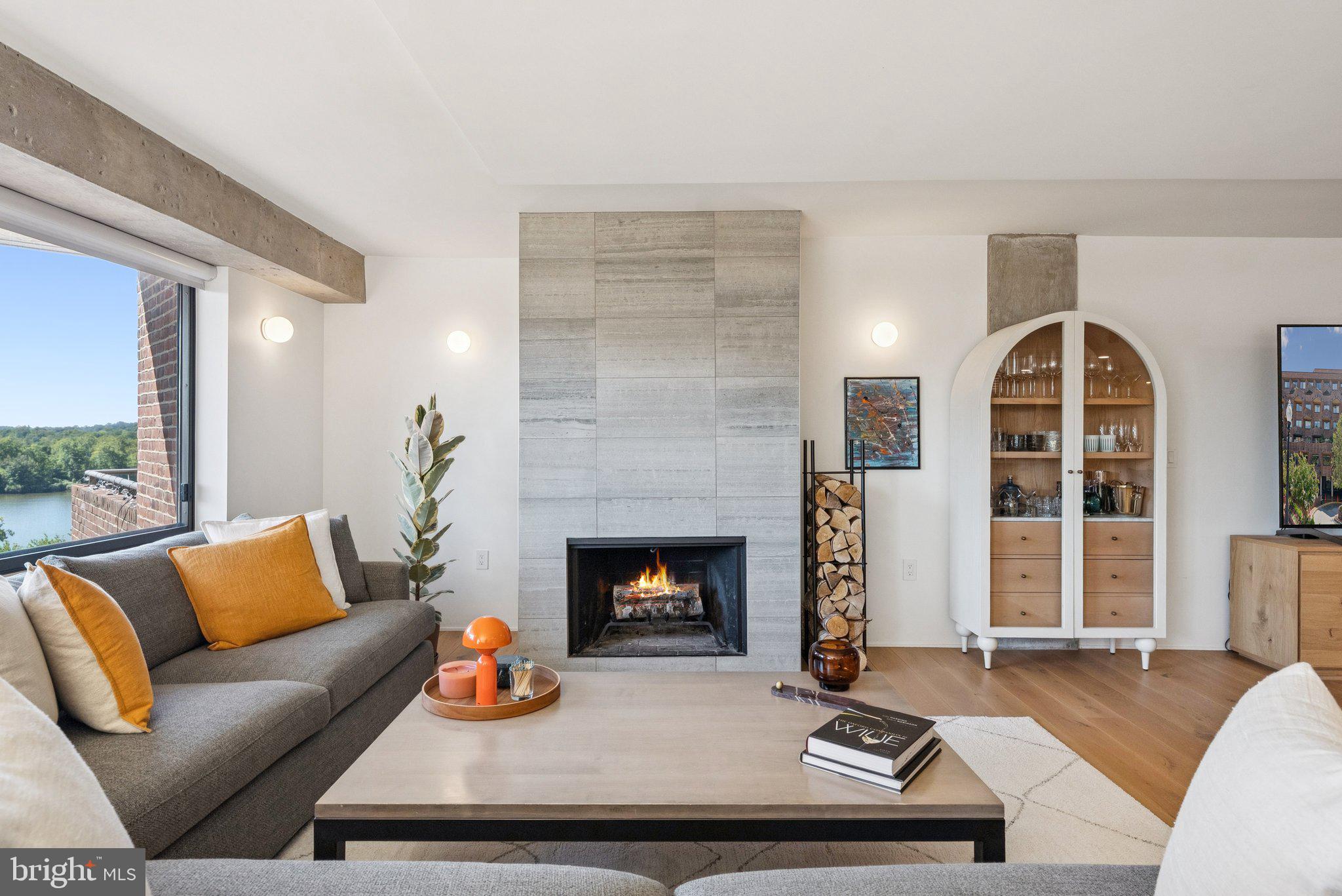1015 33rd Street Northwest, Unit 809 Washington, DC 20007 - Photo 11 of 39 a living room with furniture and a fireplace