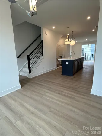 a view of a room with a chandelier