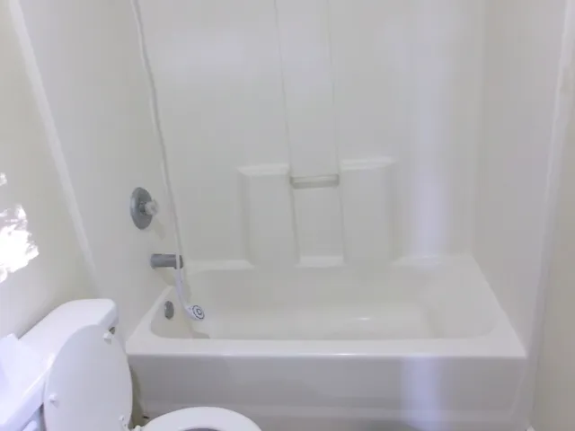 a bathroom with a bathtub