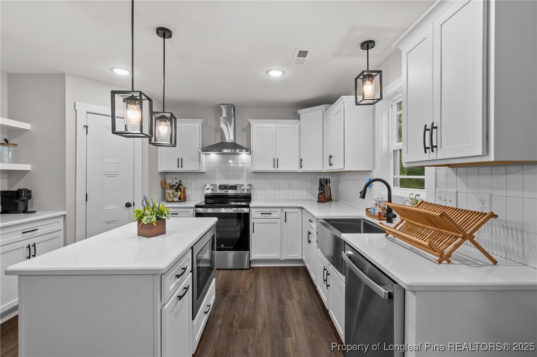 247 North Horace Walters Road Raeford, NC 28376 - Photo 5 of 35 a kitchen that has a lot of cabinets in it and stainless steel appliances
