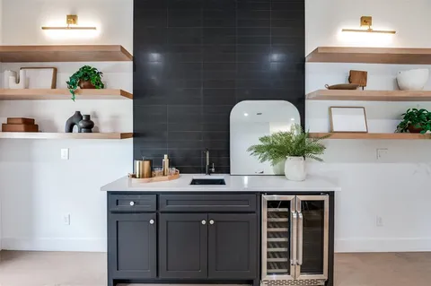 a sink with a potted plant on it