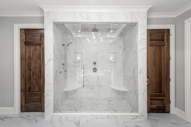 a bathroom with a shower