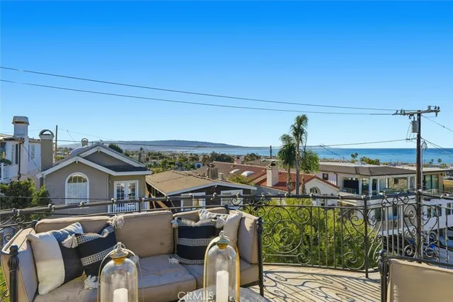 a view of a city from a furniture