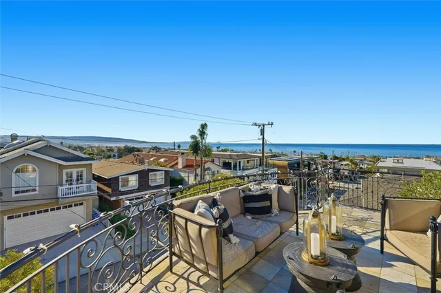 a view of a terrace with furniture