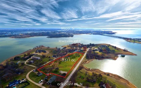 a view of a lake in middle of the town