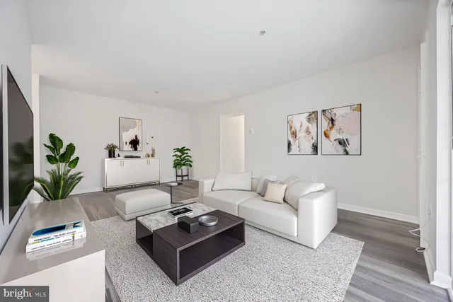a living room with furniture rug and window