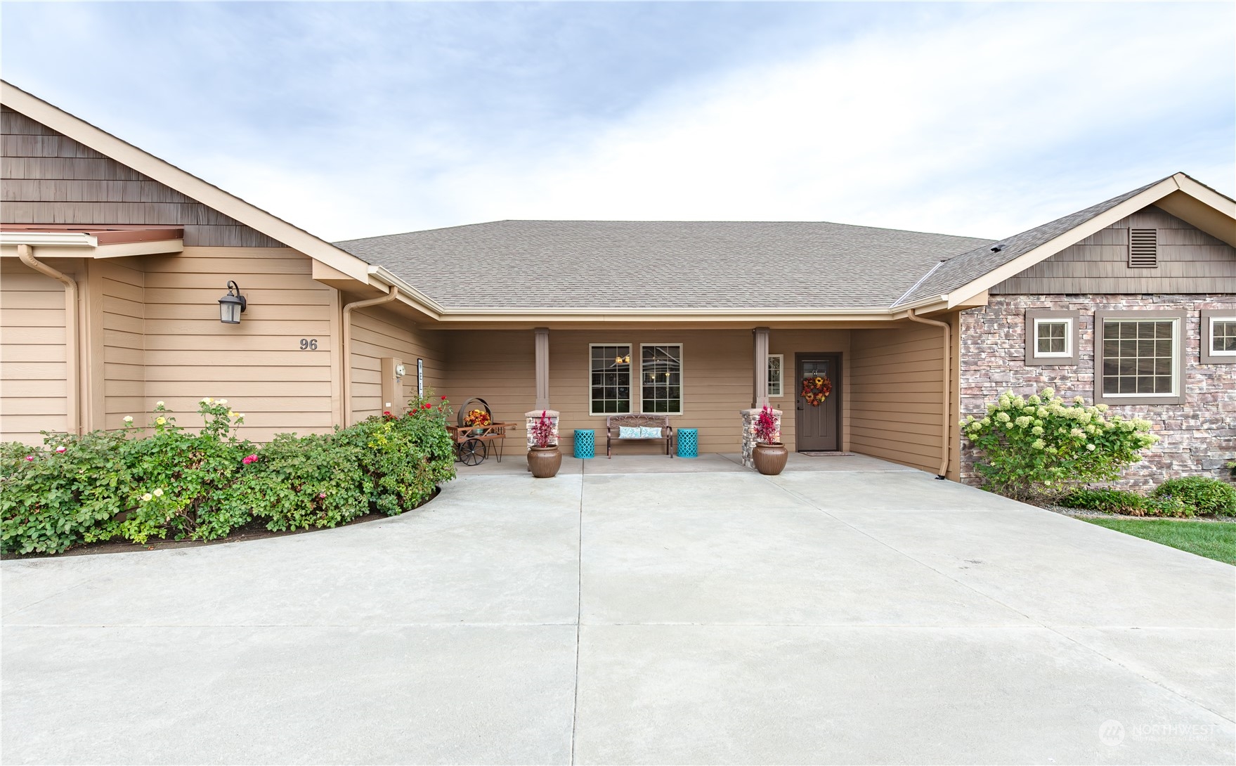 a view of a house with a patio