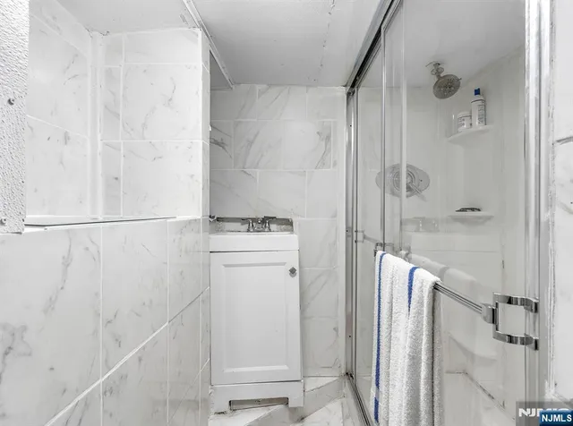 a view of a utility room with a door