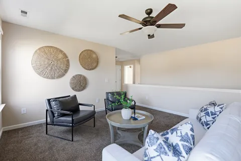 a living room with furniture