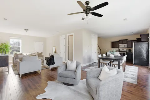 a living room with furniture