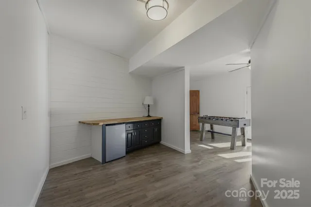 a workspace with wooden floor