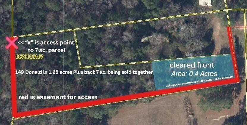 149 Donald Lane Bonneau, SC 29431 - Photo 8 of 11 red shows easement