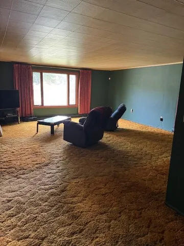 a living room with furniture rug and wooden floor