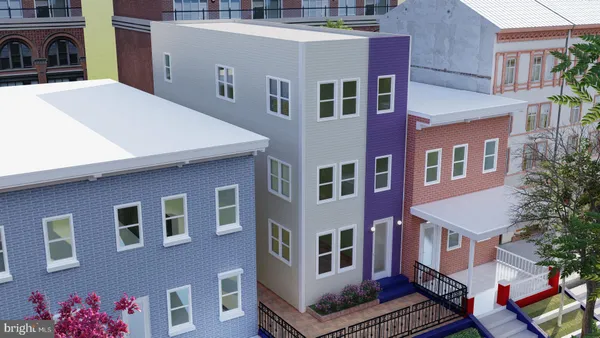 a front view of a multi story building