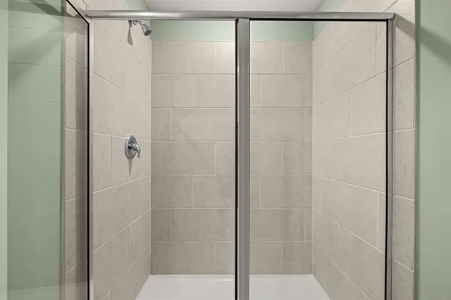 a view of a bathroom from a hallway