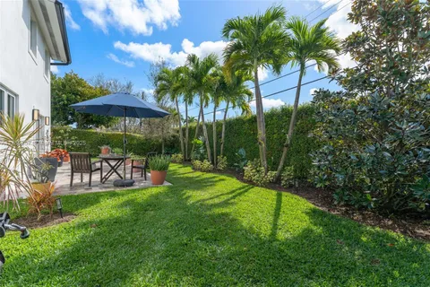 a view of backyard with patio