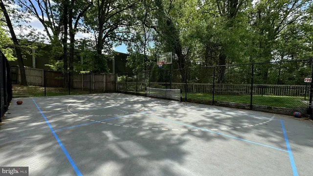 a view of small space with a large trees